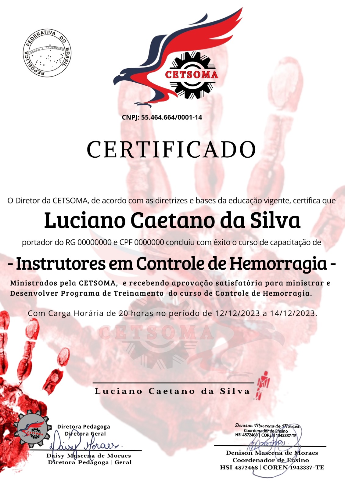 Certificado Controle de Hemorragia Luciano